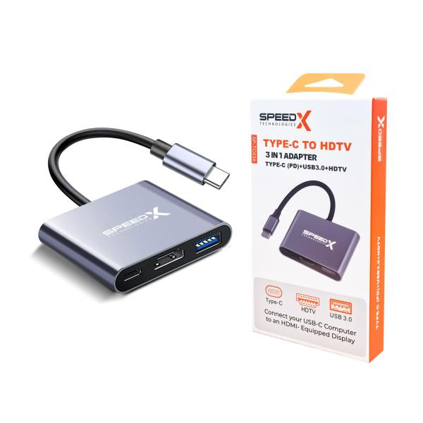 SPEED-X Type C 3.1 to OTG + HDMI + USB 3.0 Converter - Universal 3-in-1 Multiport Hub Adapter