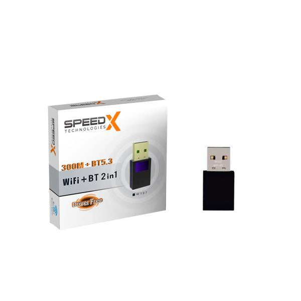 SPEED-X ALFA W107 2-in-1 WiFi + Bluetooth 5.3 USB Adapter 300 Mbps – Plug & Play Wireless Receiver for PC & Laptop