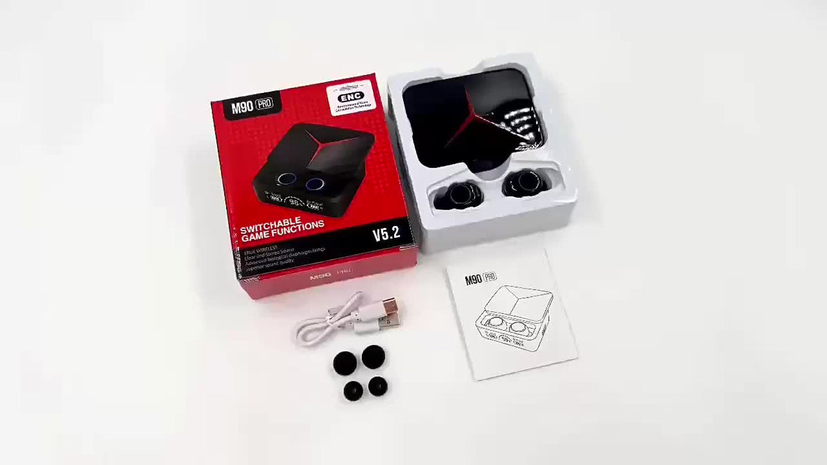 M90 Pro TWS Earbuds Bluetooth 5.2 Headphones Touch Control Earphones LED Display Headset 9D HiFi Quality Wireless Earbuds