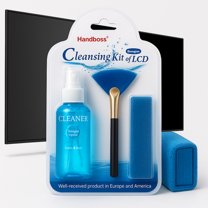 HANDBOSS 3-in-1 Screen Cleaning Spray Kit for Laptop LCD | Mobile Screen | Computer Screen | Cleaner with Brush & Microfiber Cloth | Anti-Scratch Cleaning Solution for Electronics & Devices