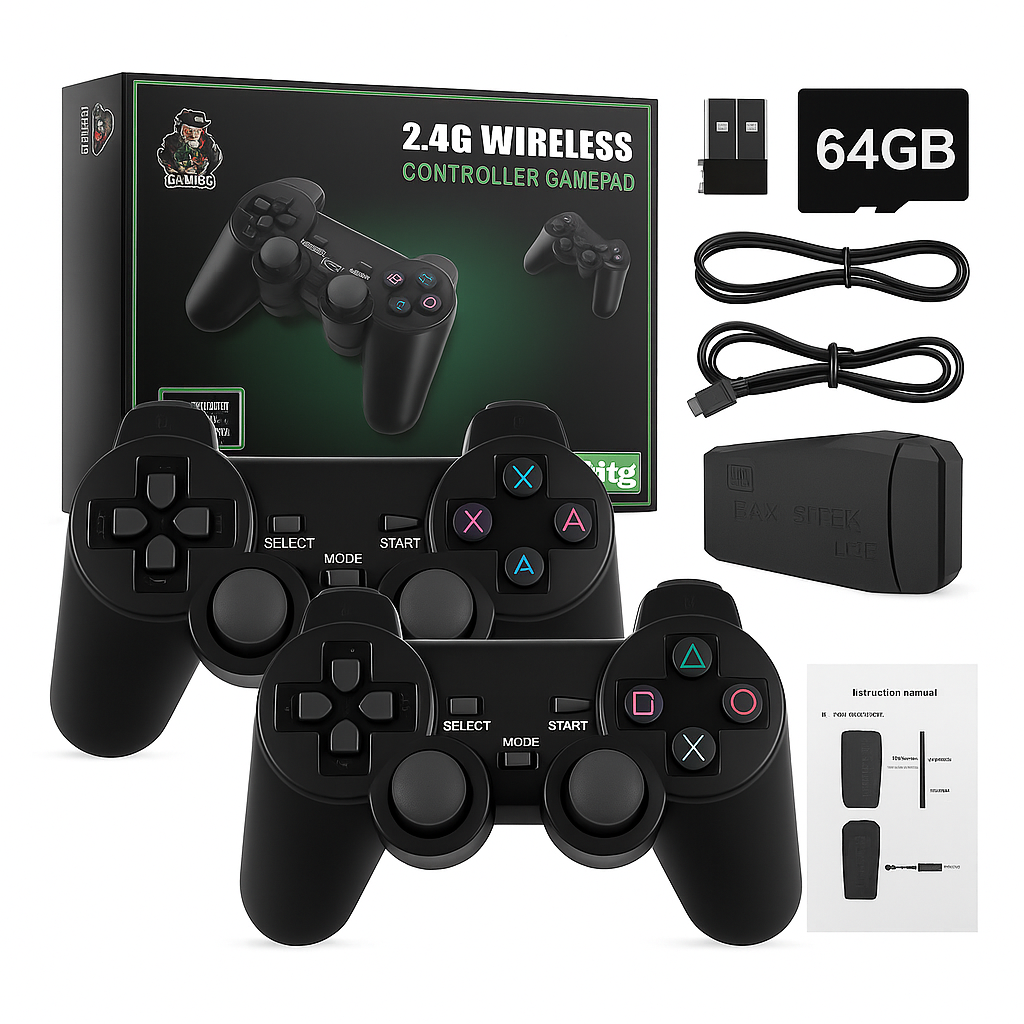 M8 4K Retro Game Console with 64GB Card | 10,000+ Classic Games | Dual 2.4G Wireless Controllers | HDMI Output Game Stick for TV, PC, PS1, GBA, SFC, FC, MD, GB, GBC | Plug & Play Mini Emulator M8 Video Game Console