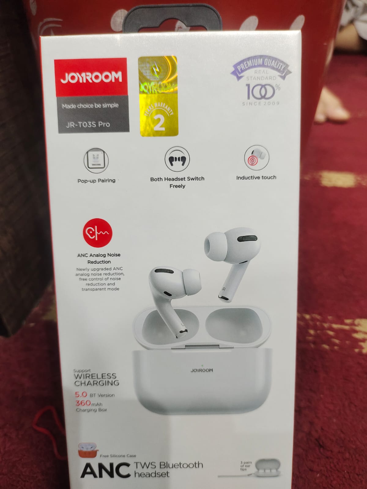 Joyroom Jr-T03S Pro (NX3) Wireless Earbuds White With Thin Red Case