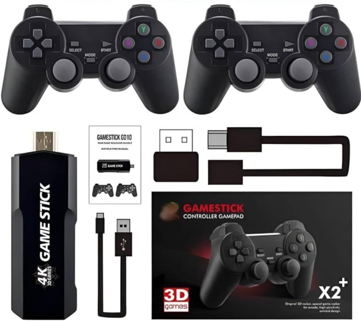 ORIGINAL M8 / X6 / M15 / X2 Plus Wireless Retro Game Console | Plug and Play Video Game Stick | Built in 20000+ Games | 9 Classic Emulators | 4K High Definition HDMI Output for TV with Dual 2.4G Wireless Controllers (64 GB Memory Card)