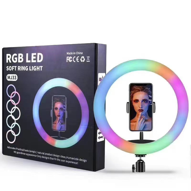 MJ33CM RGB Led Studio Camera Ring Light Photography with Mobile Holder