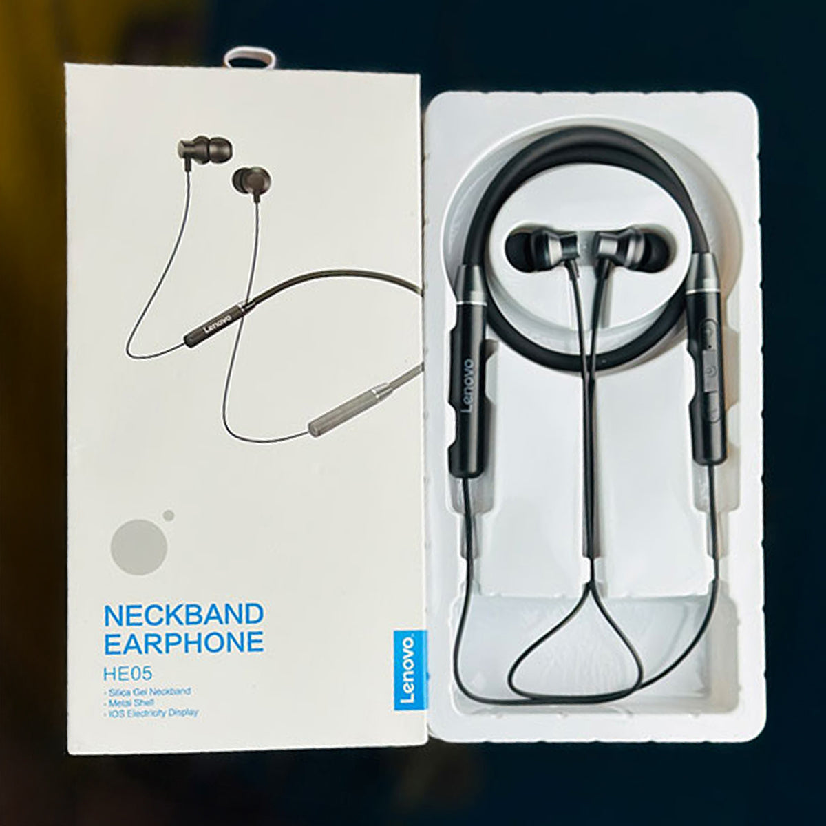Lenovo HE05 Neckband Headphone BT 5.0 Metal Silicone TPE Waterproof IPX5
