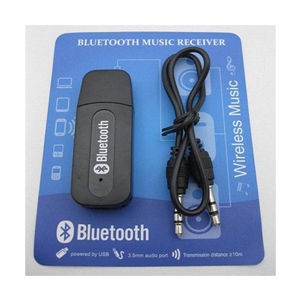 USB Bluetooth Receiver - Car Music Receiver With AUX Cable - Good Quality Car Bluetooth - 3.5 mm Audio / Wireless Receiver Bluetooth - Black Colour