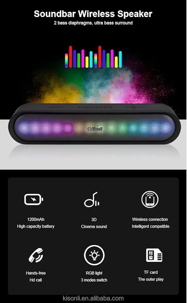 KISONLI WIRELESS BLUETOOTH LONGBAR SPEAKER LED-915