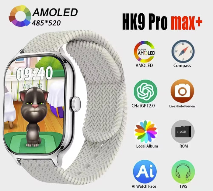 Hk9 Pro Max+ Smartwatch 2.02 Amoled Screen Support Local Music Tws Connection With Wearfit Pro App Black | Hk9 Pro Max+ Smartwatch 2.02 Amoled Screen Support Local Music Tws Connection With Wearfit Pro App White
