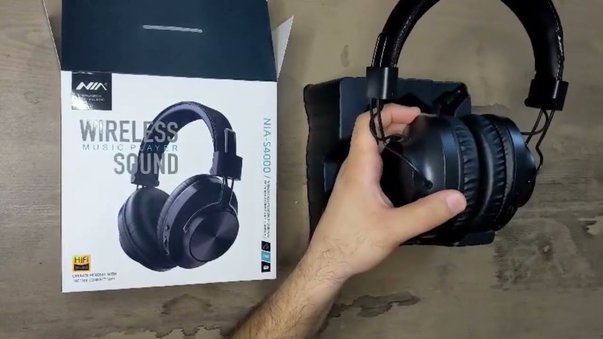 NIA S4000 Foldable Over Ear Music Headset Wireless Bluetooth Headphones with Mic Stereo Music Earphone 3.5mm