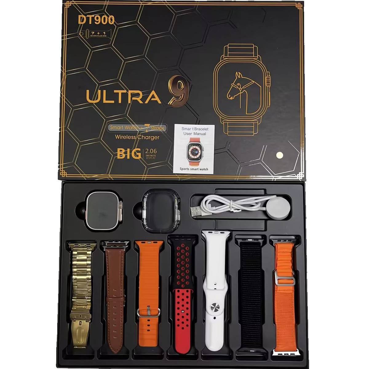 DT900 Ultra9 Smart Watch 7 in 1 Smartwatch 2.06 inch Full HD Display Screen For Men & Women