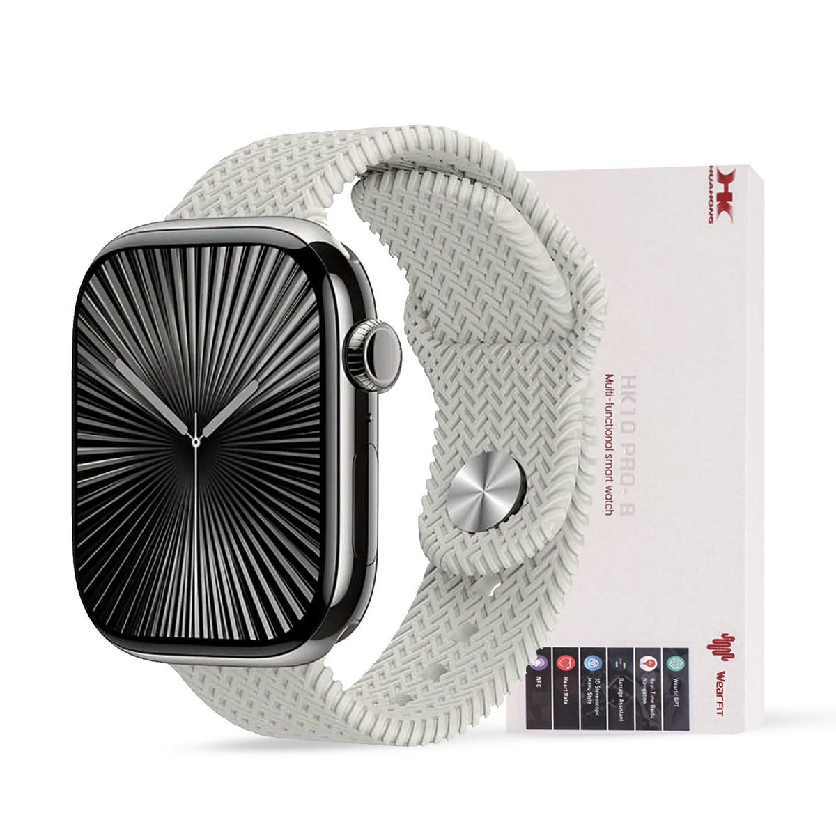 Hk10 Pro B 2.02 Amoled Display G-sensor Ai Features With Wearfit Pro App 2 Straps Silver